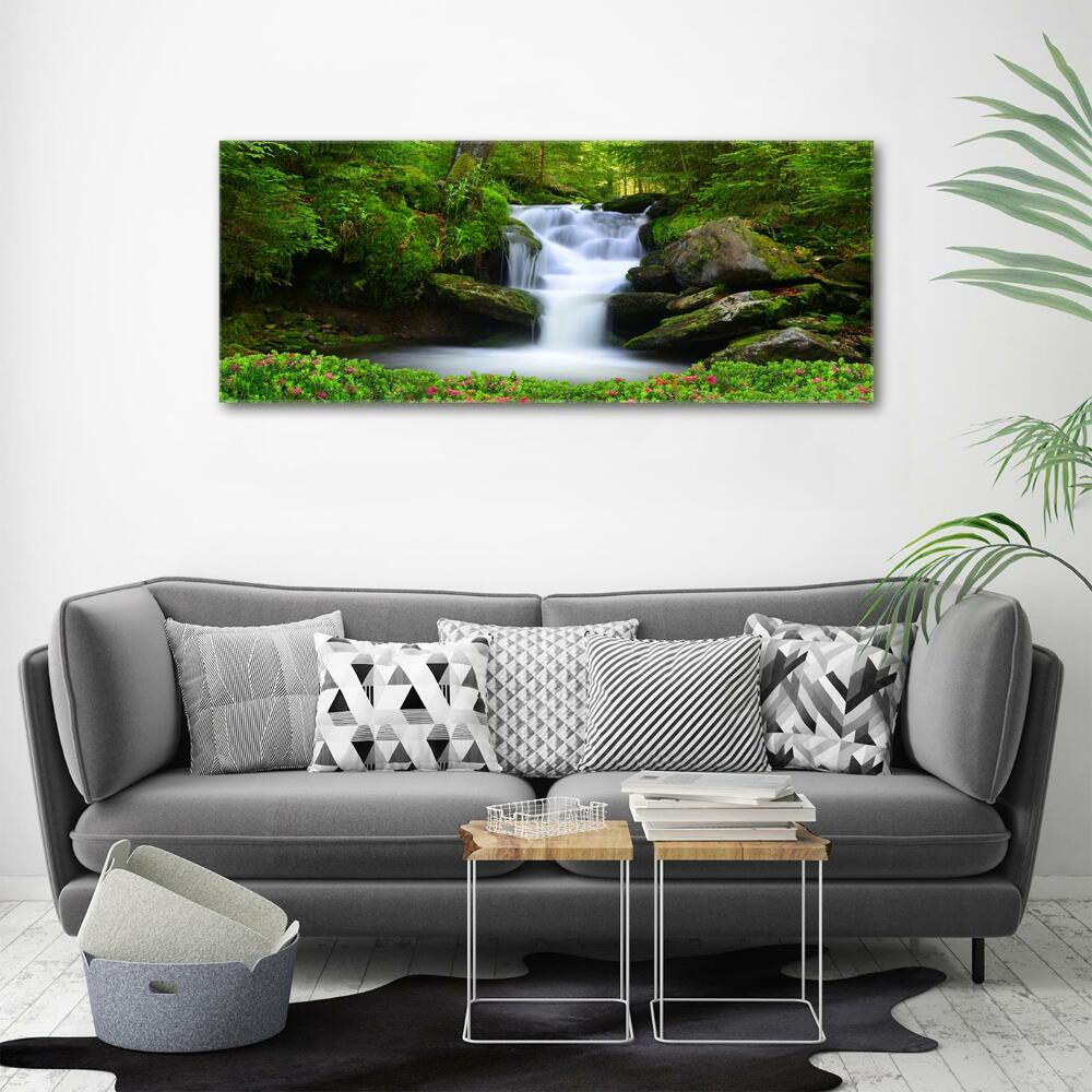 Printed glass wall art Waterfall in the forest