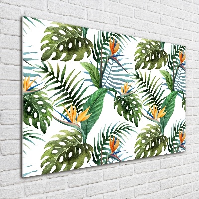 Glass art print Tropical flowers