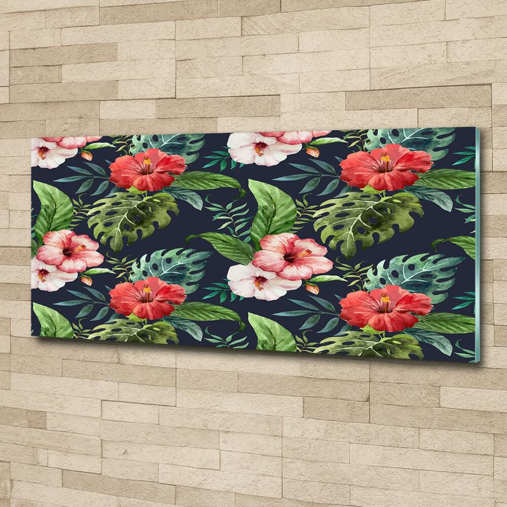 Wall art on glass Tropical flowers