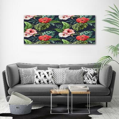 Wall art on glass Tropical flowers