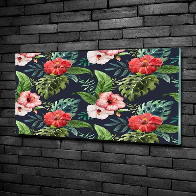 Wall art on glass Tropical flowers