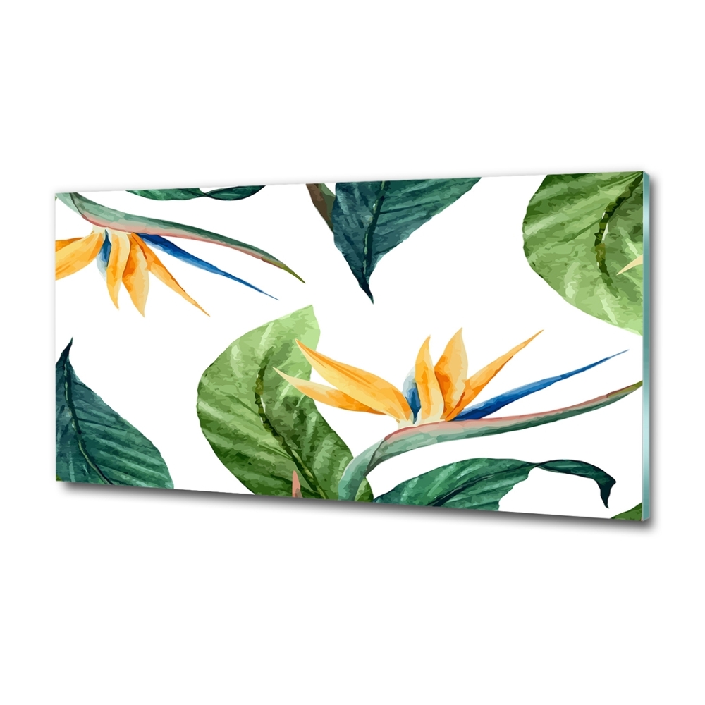 Wall art on glass Tropical flowers