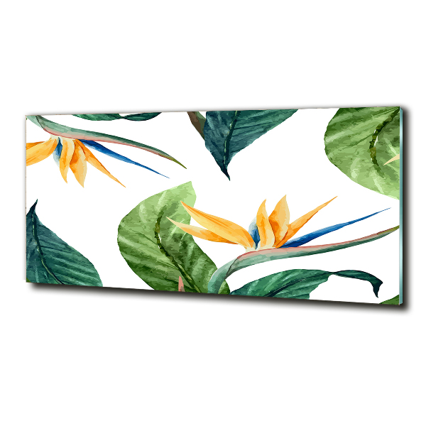 Wall art on glass Tropical flowers