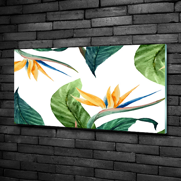 Wall art on glass Tropical flowers