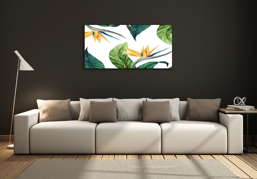 Wall art on glass Tropical flowers