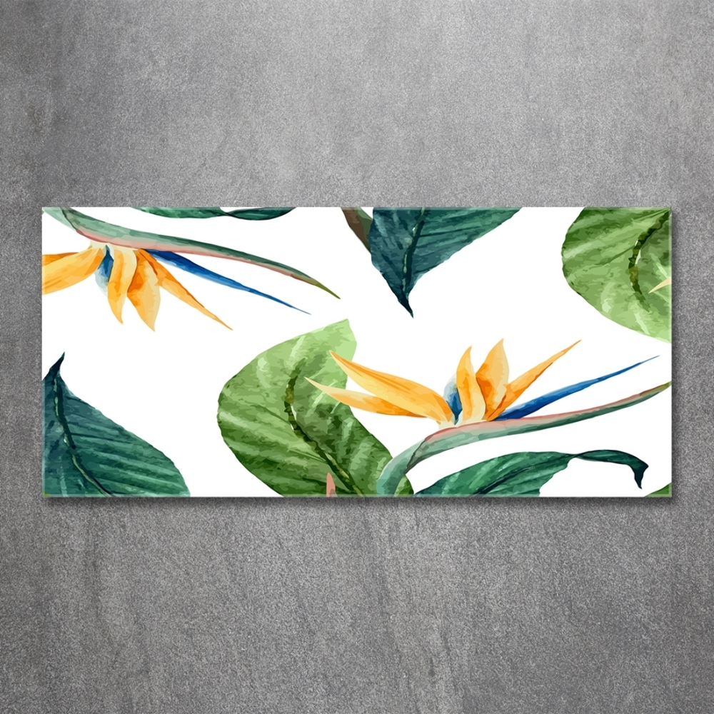 Wall art on glass Tropical flowers