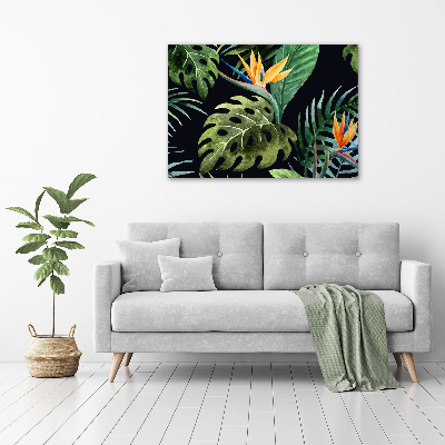 Glass wall art Tropical flowers