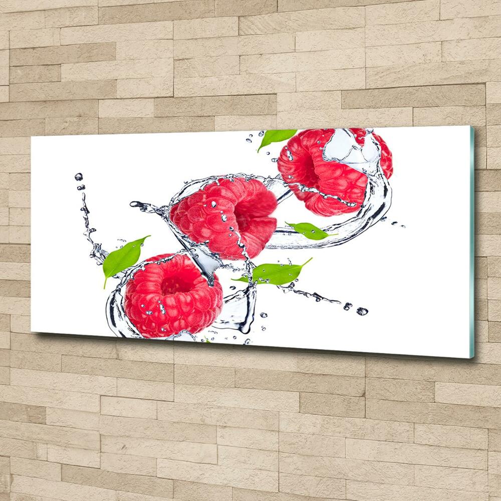 Glass wall art Raspberry and water