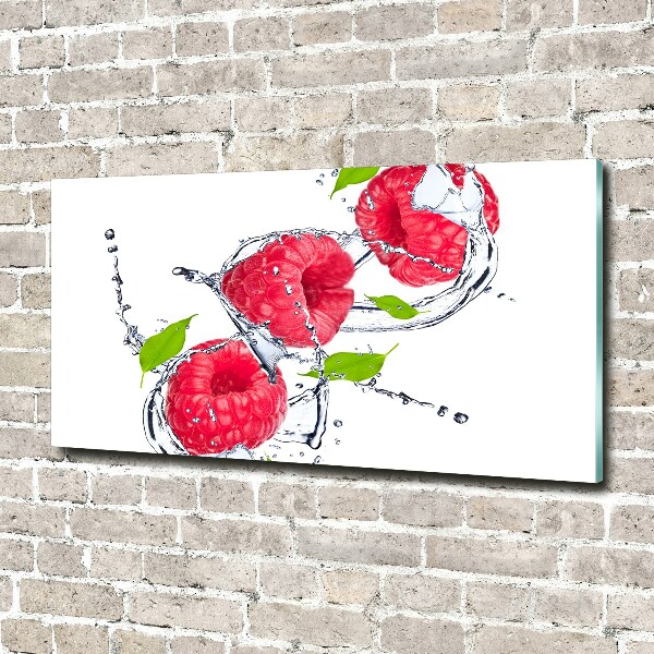 Glass wall art Raspberry and water