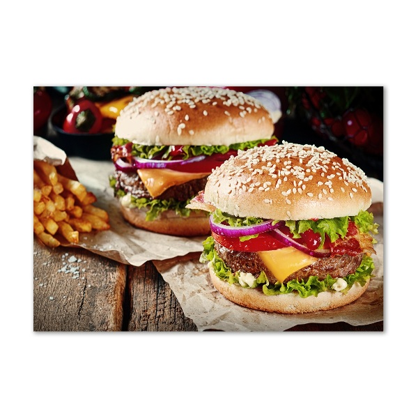 Wall art on glass Hamburgers