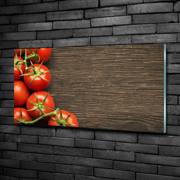 Glass wall art Tomatoes on wood