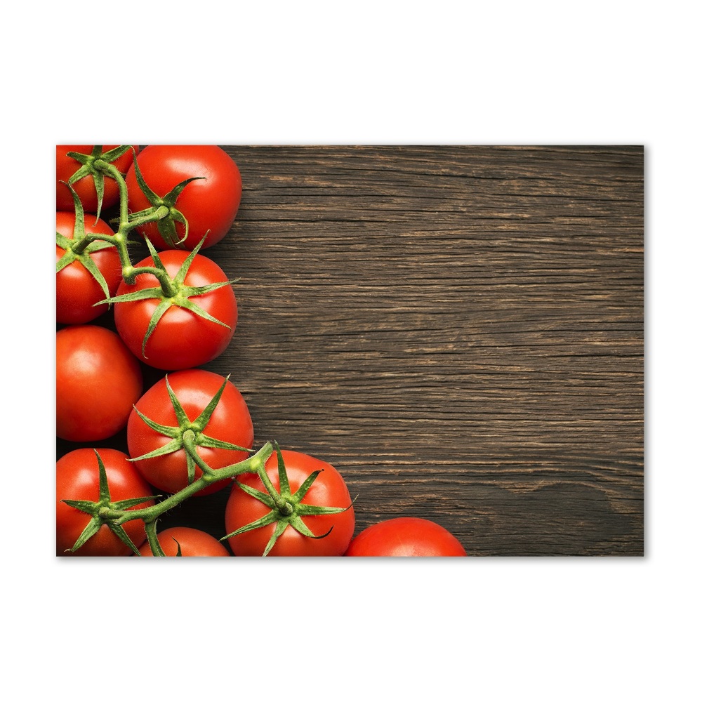 Glass wall art Tomatoes on wood