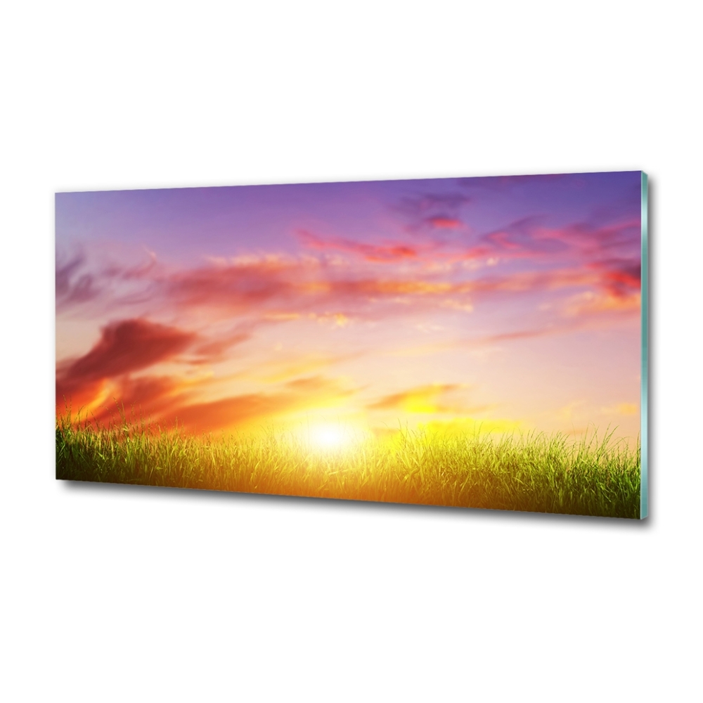 Printed glass wall art Sunset