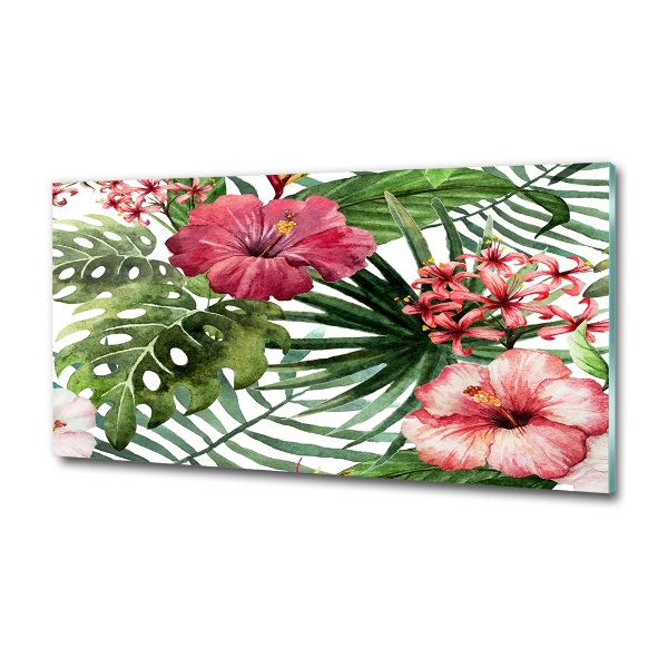 Wall art on glass Tropical flowers