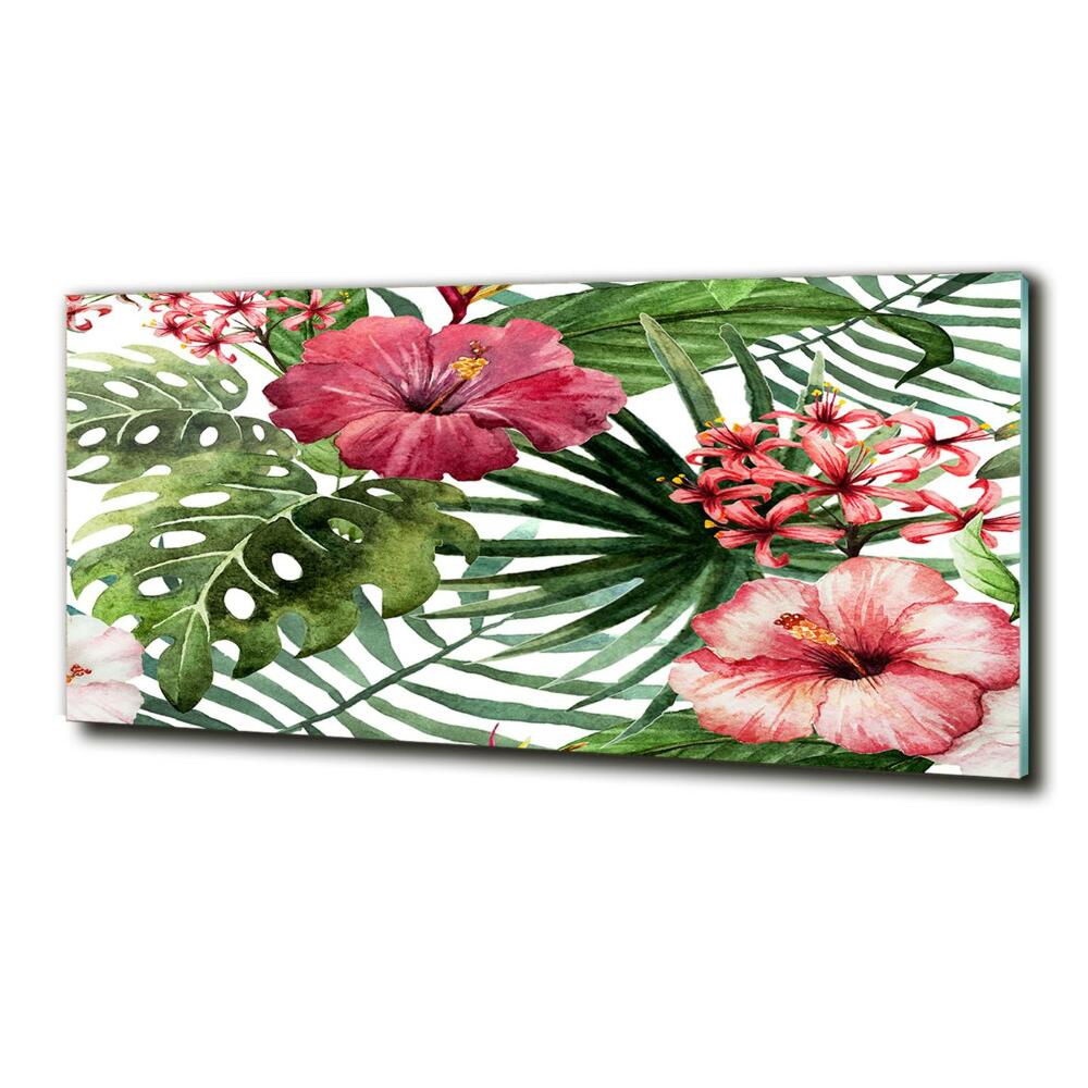 Wall art on glass Tropical flowers