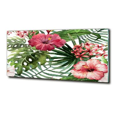 Wall art on glass Tropical flowers