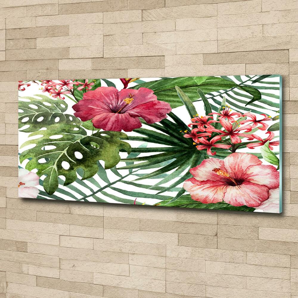 Wall art on glass Tropical flowers