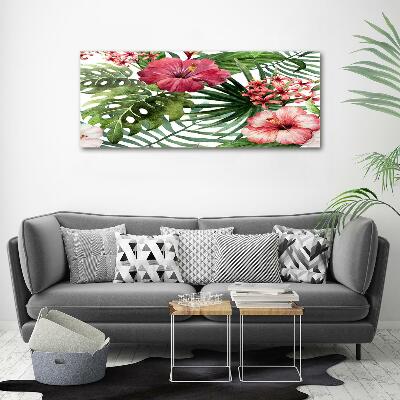 Wall art on glass Tropical flowers