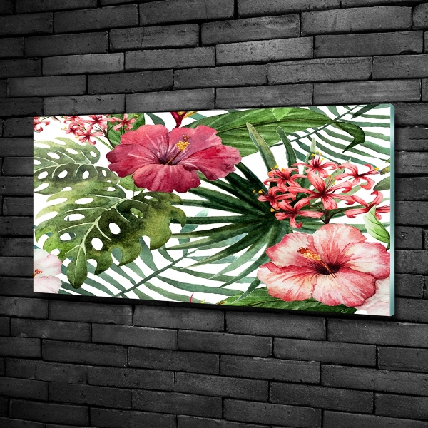 Wall art on glass Tropical flowers