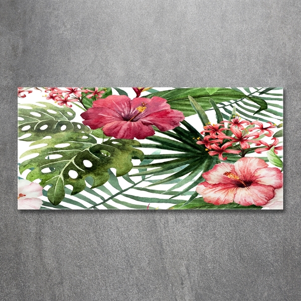 Wall art on glass Tropical flowers