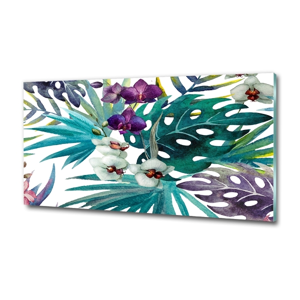 Wall art on glass Tropical flowers