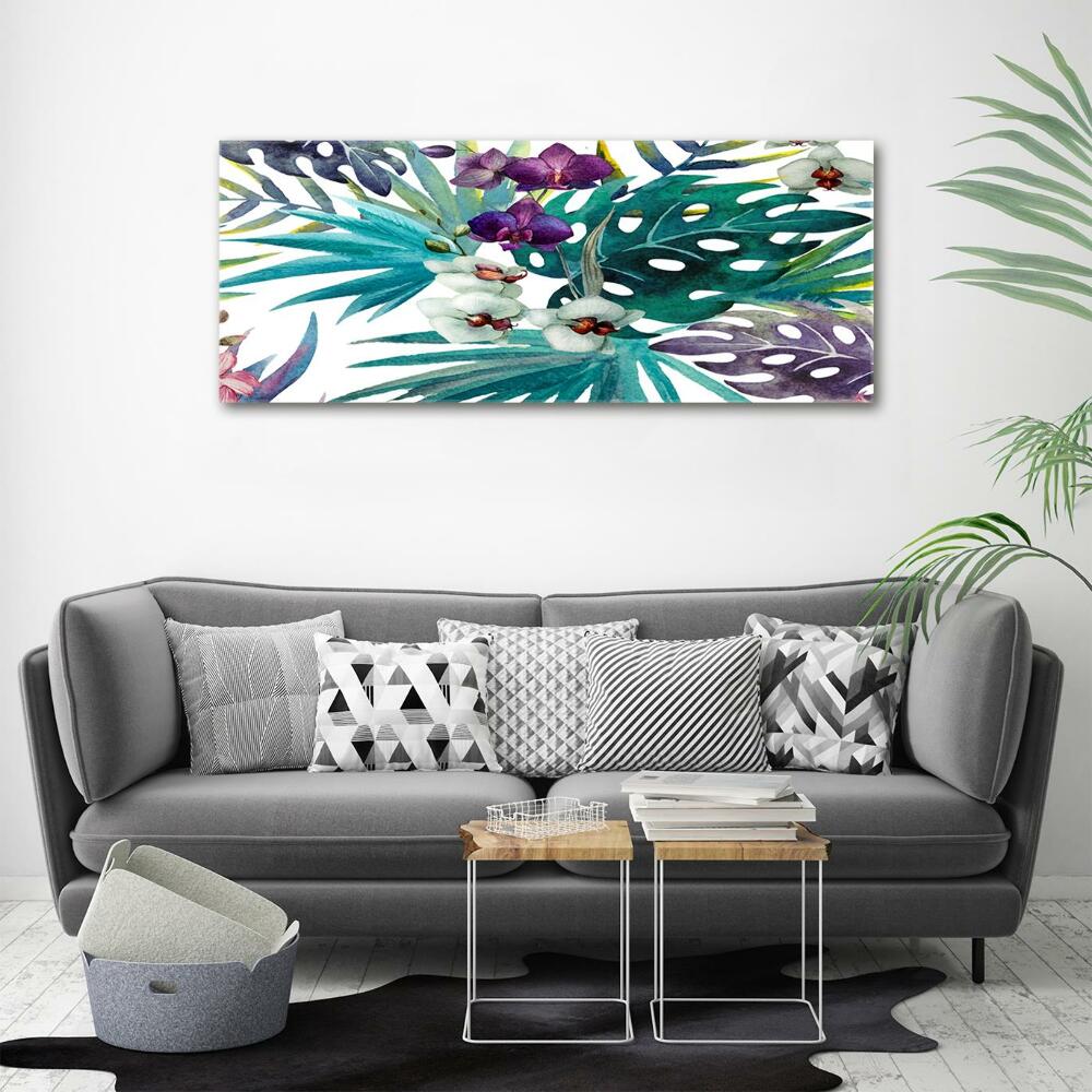 Wall art on glass Tropical flowers