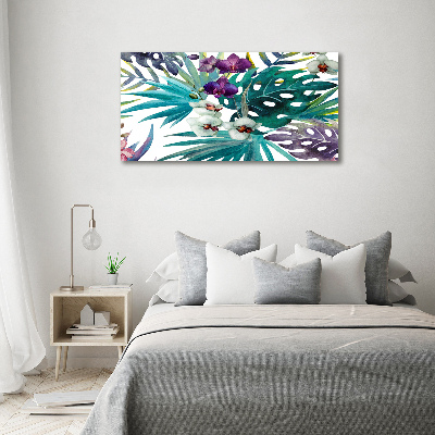 Wall art on glass Tropical flowers