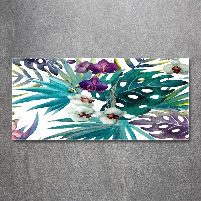 Wall art on glass Tropical flowers