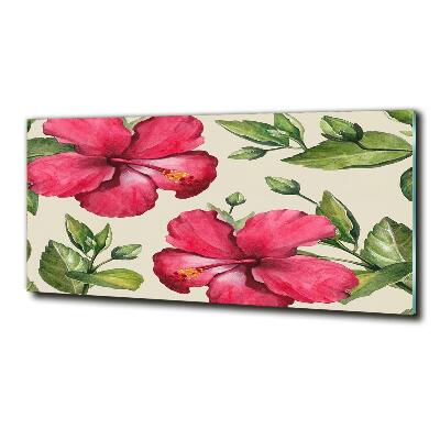 Wall art on glass Pink hibiscus