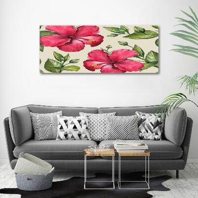 Wall art on glass Pink hibiscus