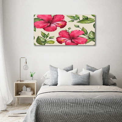 Wall art on glass Pink hibiscus