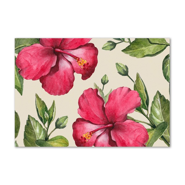 Wall art on glass Pink hibiscus