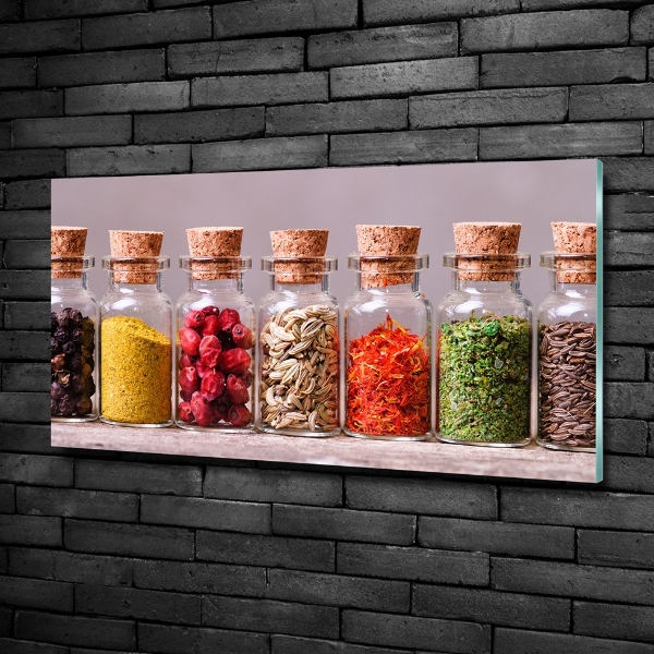 Wall art on glass Colorful spices