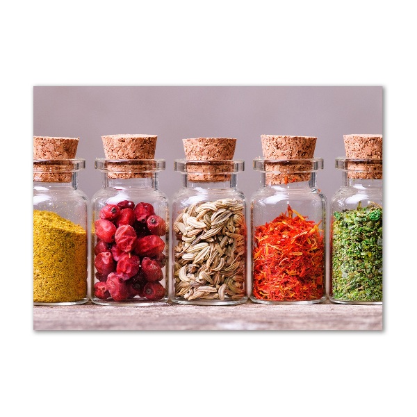 Wall art on glass Colorful spices