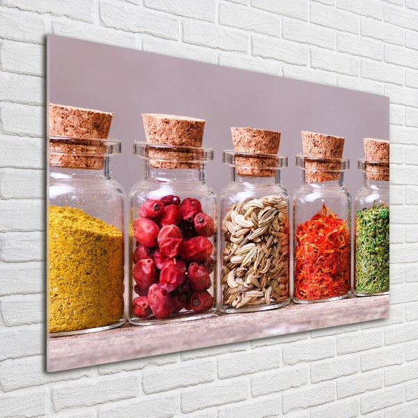 Wall art on glass Colorful spices