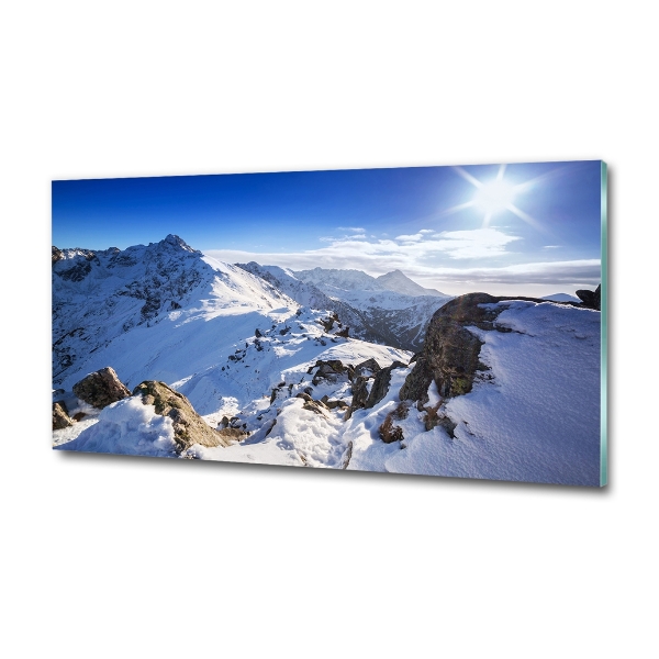 Glass wall art large Tatra peak