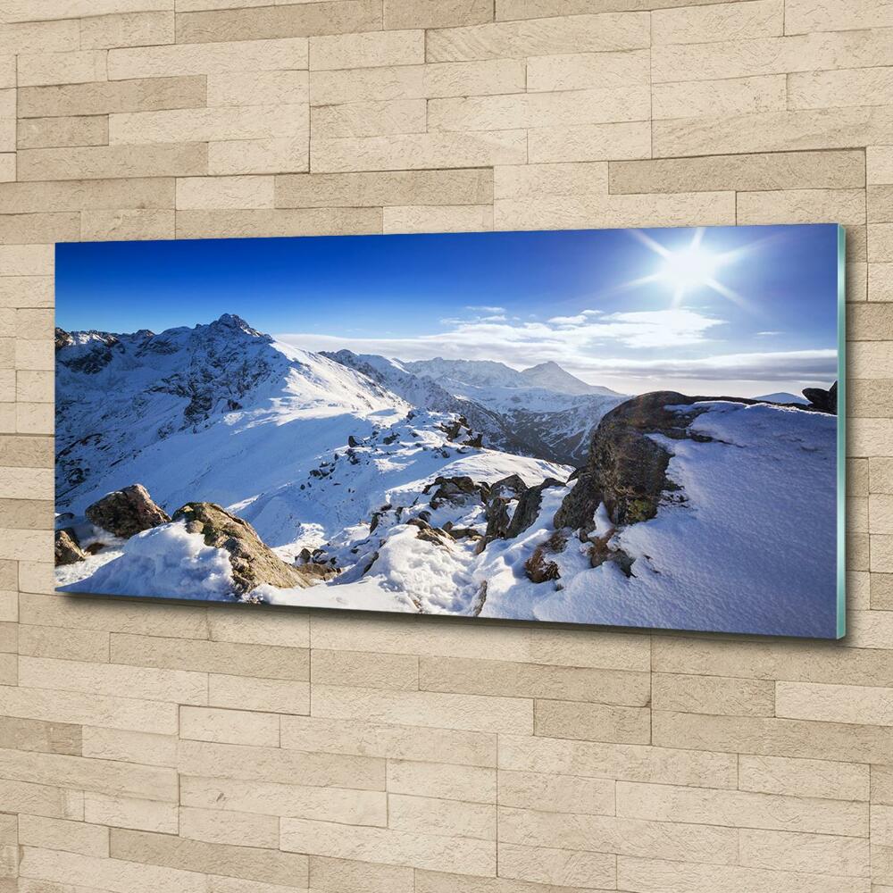 Glass wall art large Tatra peak