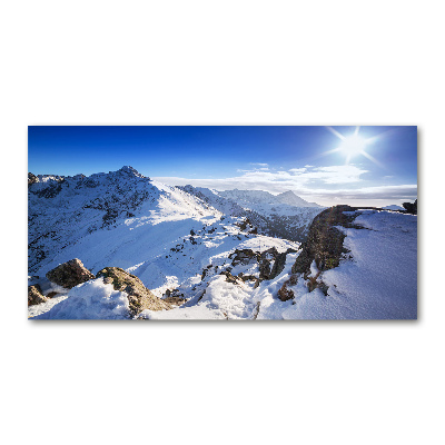 Glass wall art large Tatra peak