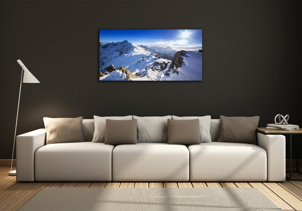 Glass wall art large Tatra peak