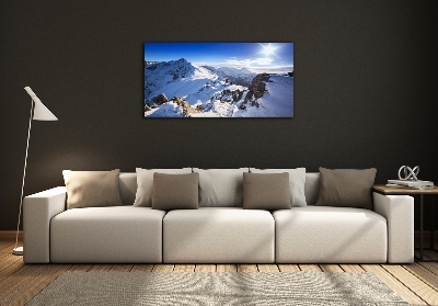 Glass wall art large Tatra peak