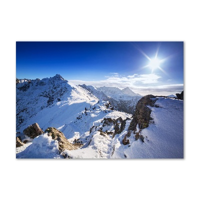 Glass wall art large Tatra peak