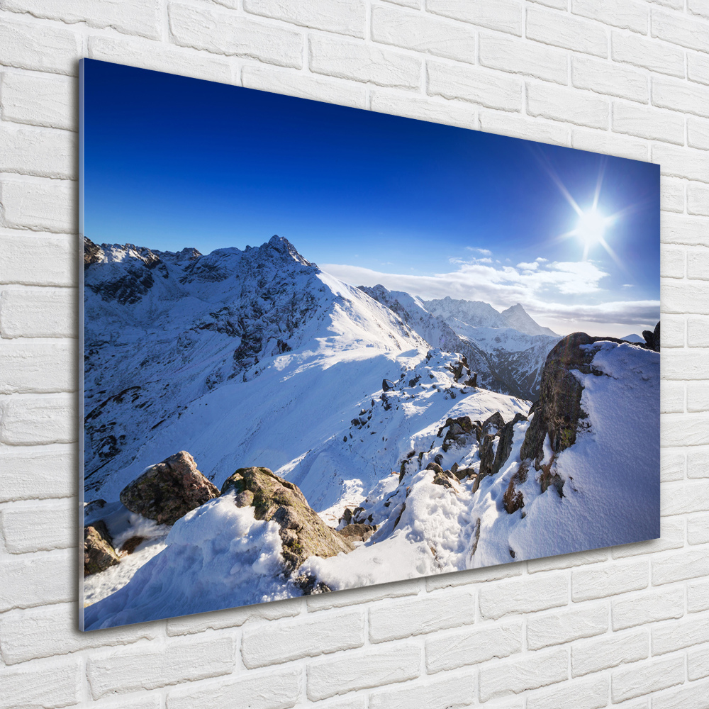 Glass wall art large Tatra peak