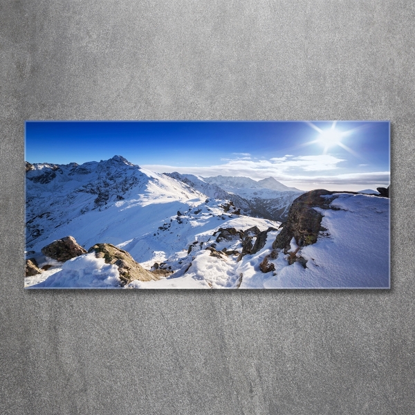 Glass wall art large Tatra peak