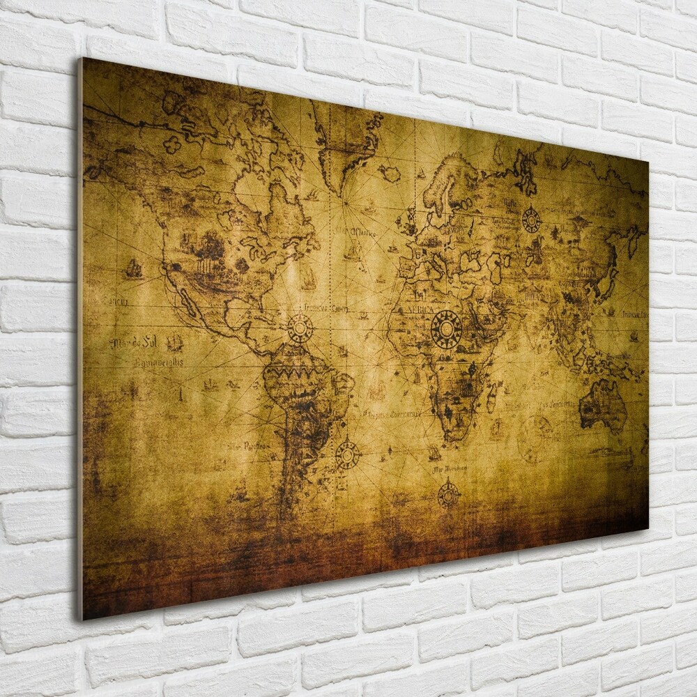 Wall art on glass Old map of the world