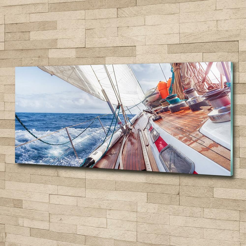 Glass wall art Sailboat at sea