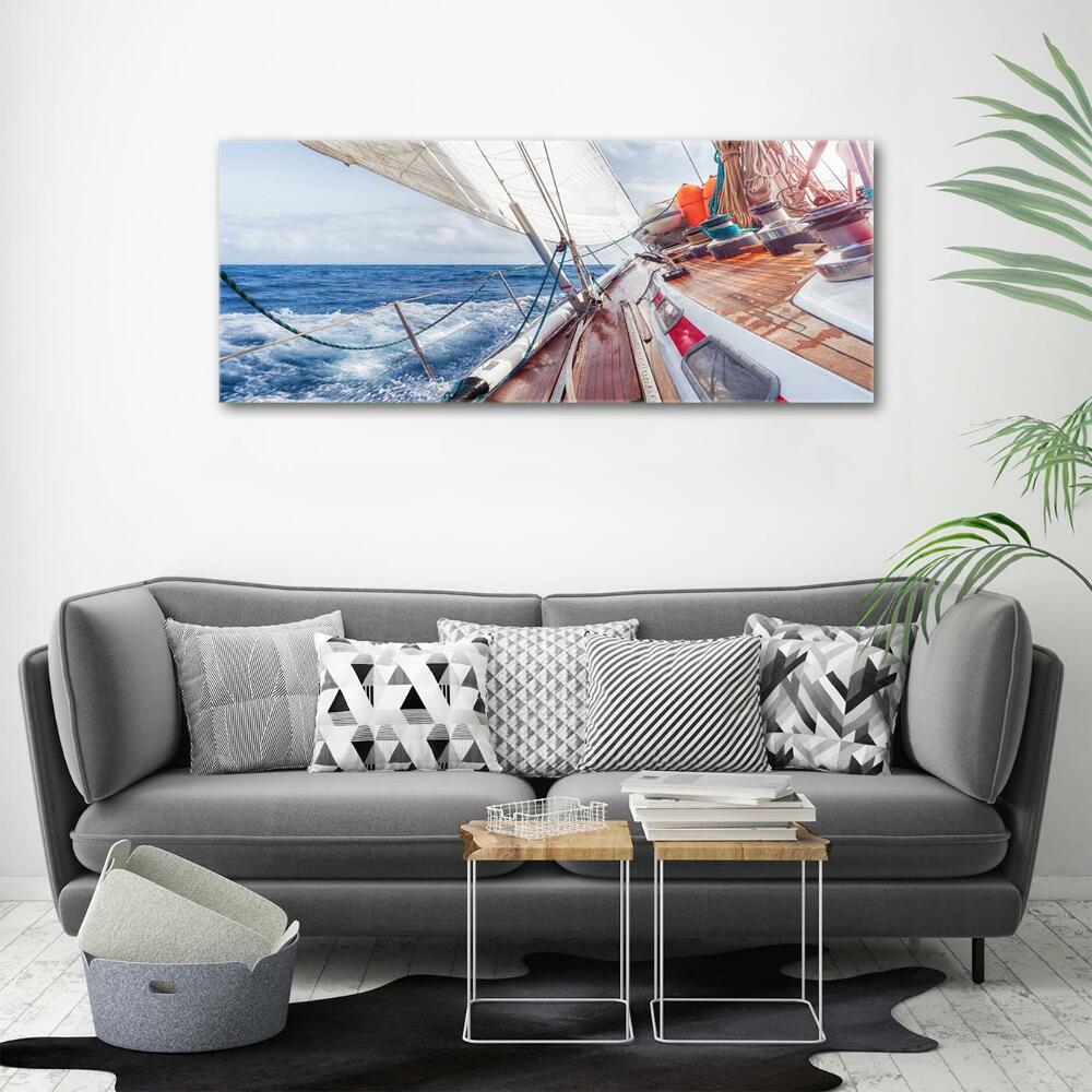 Glass wall art Sailboat at sea