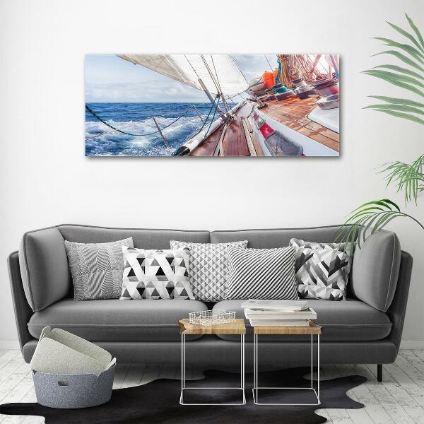 Glass wall art Sailboat at sea