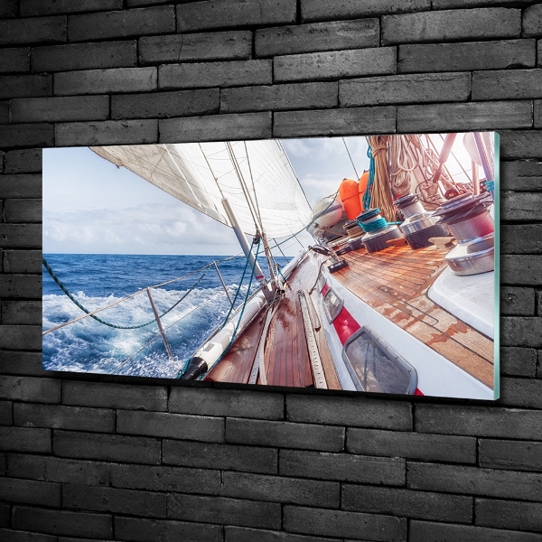 Glass wall art Sailboat at sea