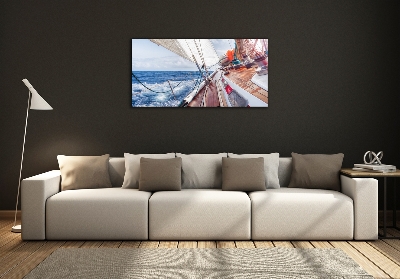 Glass wall art Sailboat at sea