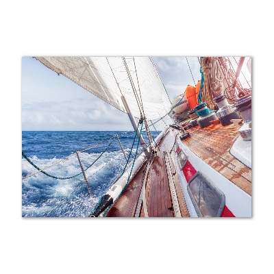 Glass wall art Sailboat at sea